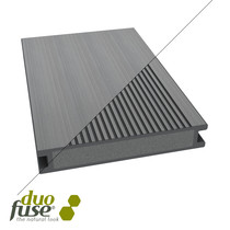 Duofuse | vlonderplank massief | fijn geribbeld / vlak | 28 x 162 | 400cm | Stone Grey